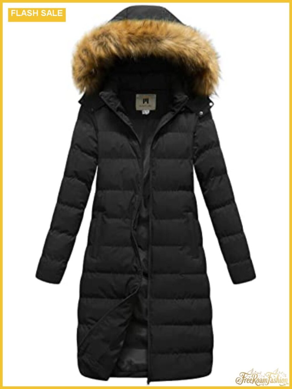 Women's Long Faux Fur Puffer Coat Warm Winter Jacket Detachable Hood